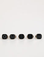 Dolce & Gabbana Silver Tone Brass Lettering Set 5 Pieces Adjustable Ring