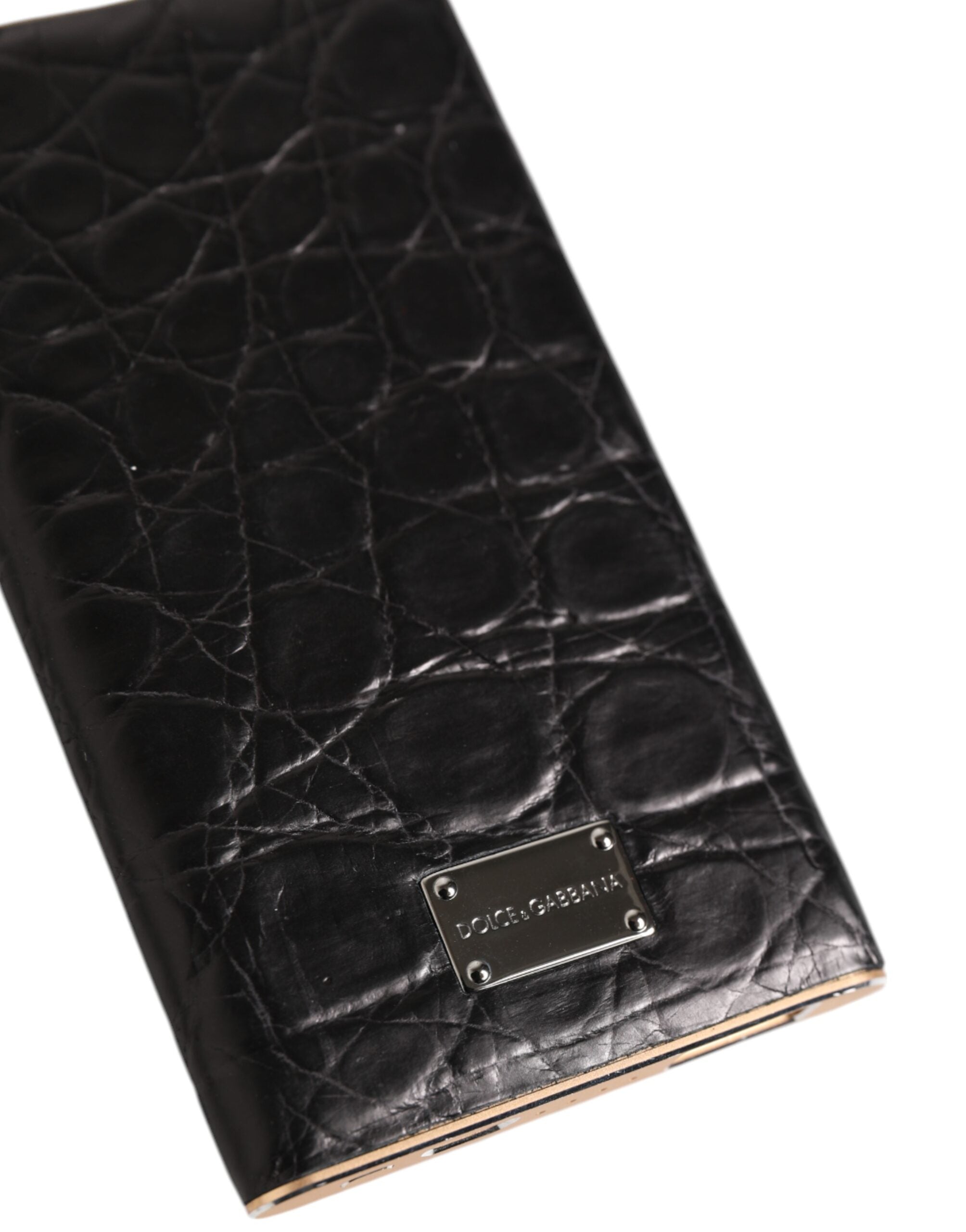 Dolce & Gabbana Black Leather Embossed Exotic 3000mAh  Power Bank Charger USB