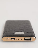 Dolce & Gabbana Black Exoctic Leather Embossed 3000mAh Power Bank Charger USB