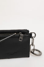 Dolce & Gabbana Black Leather Zip Logo Keyring Coin Purse Keyring Wallet
