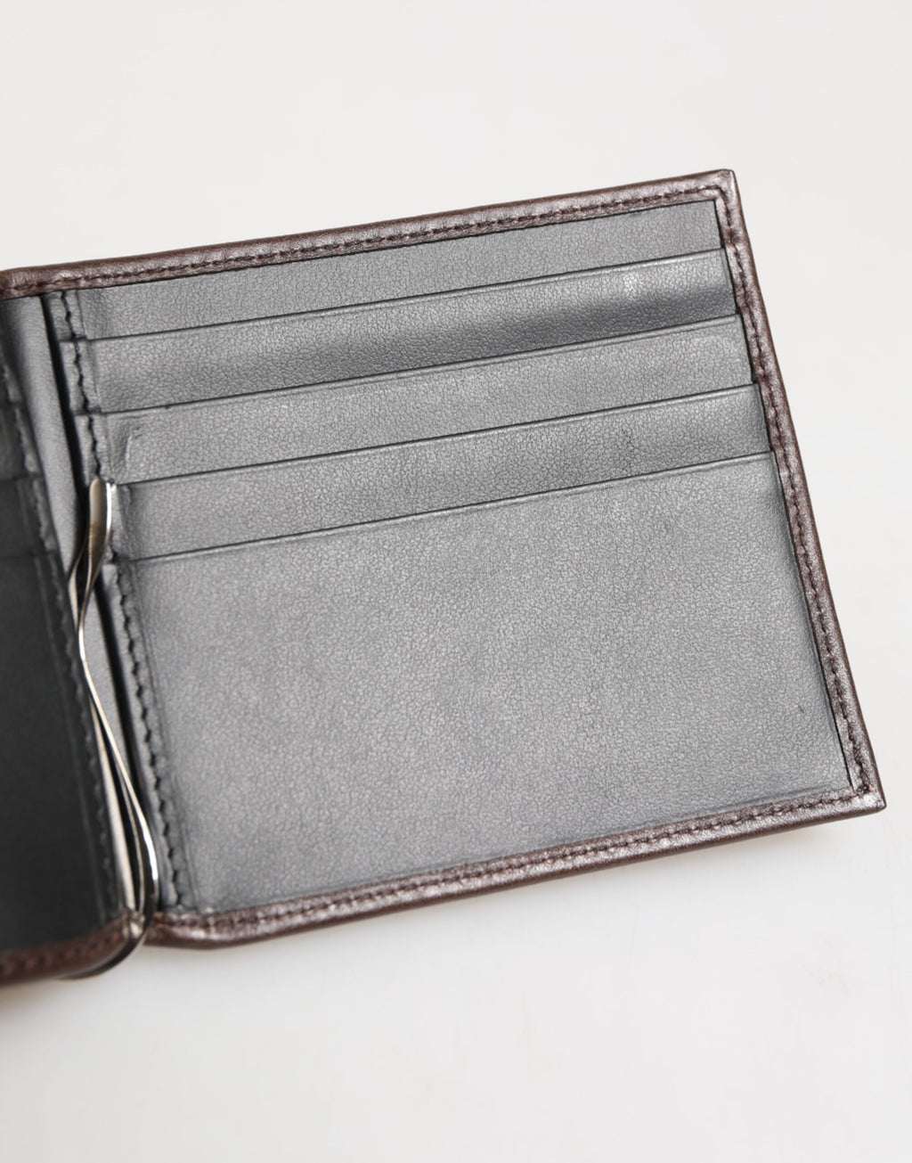 Dolce & Gabbana Brown Leather DG Logo Engrave Bifold Card Holder Wallet