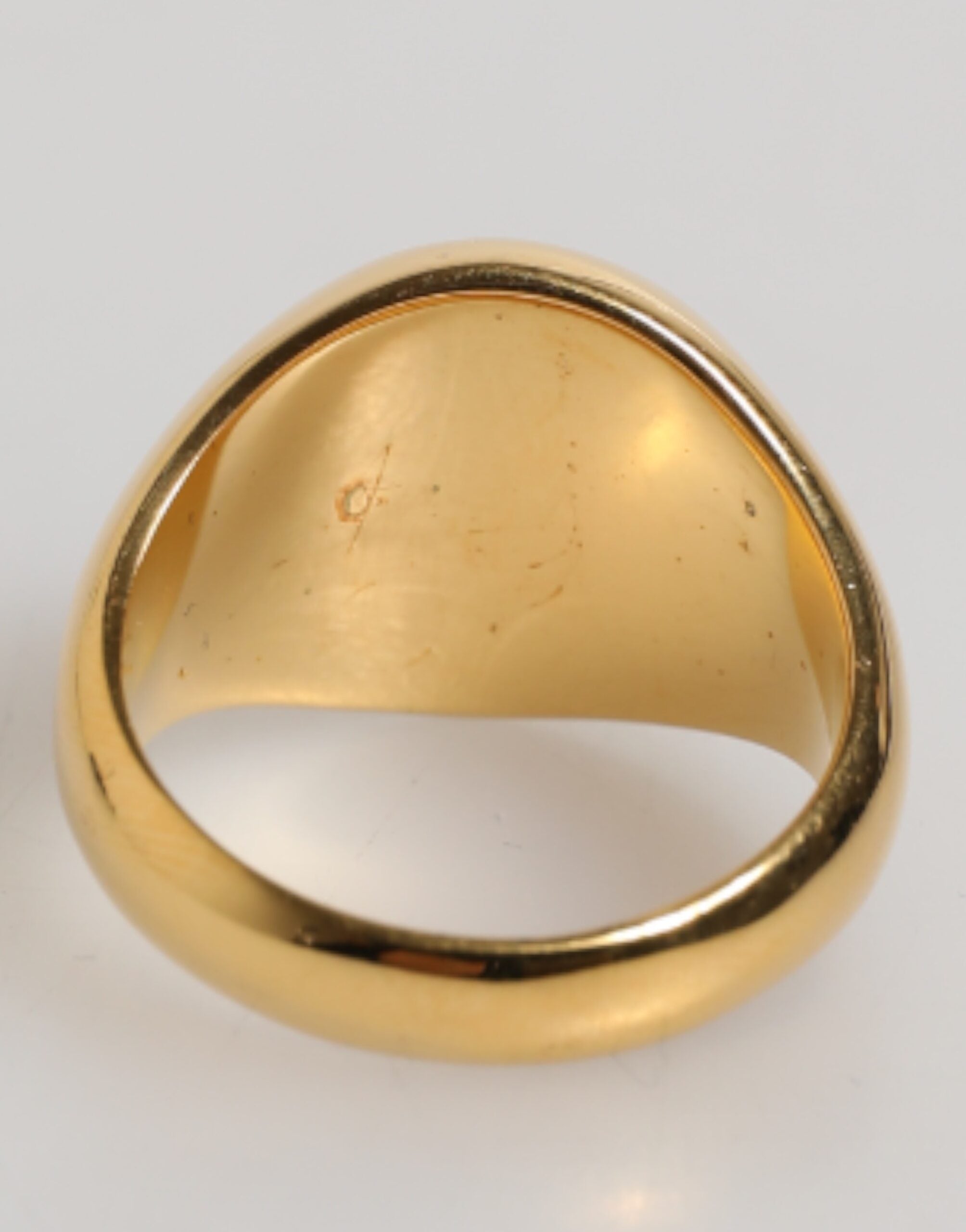 Dolce & Gabbana Gold Tone Real Brass Round Red DG Logo Men Ring