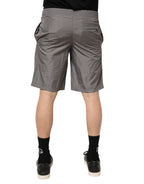 Dolce & Gabbana Light Gray Nylon Elastic Waist Shorts Swimwear