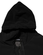 Dolce & Gabbana Black Cotton Quilted Studded Sleeve Hoodie Jacket