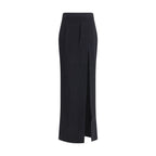 Alessandra Rich Black Wool Long Skirt