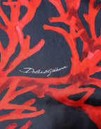 Dolce & Gabbana Silk Navy Red Coral Print Pullover Sweater