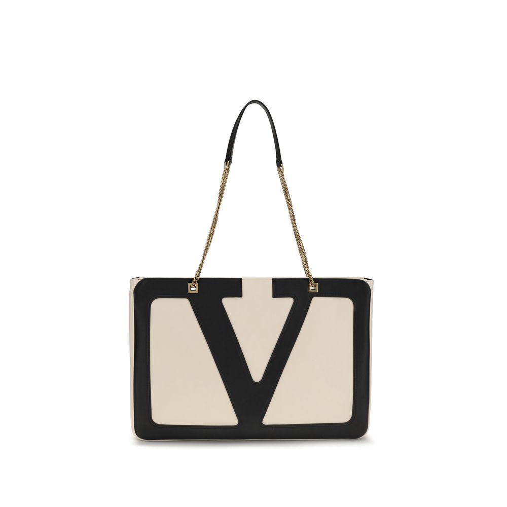 Valentino Garavani Beige Calf Leather Bos Taurus Shoulder Bag