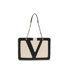 Valentino Garavani Beige Calf Leather Bos Taurus Shoulder Bag