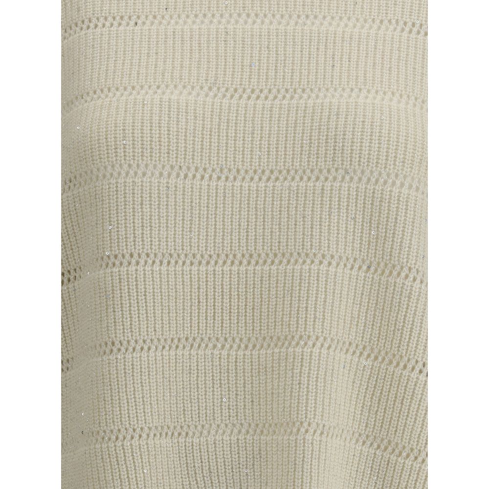 Brunello Cucinelli White Cashmere Sweater