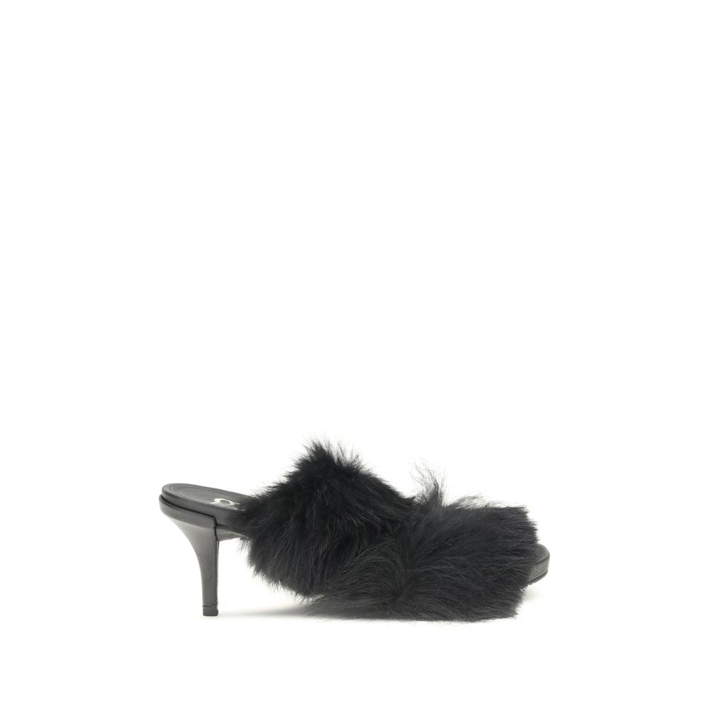 Pedro García Black Leather Stiletto Heel Sandals