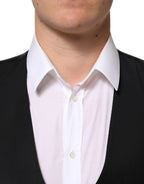 Dolce & Gabbana Black Wool Dress Formal Men Waistcoat Vest