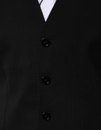 Dolce & Gabbana Black Wool Dress Formal Men Waistcoat Vest