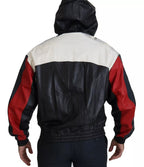 Dolce & Gabbana Black Leather Hooded Blouson Jacket