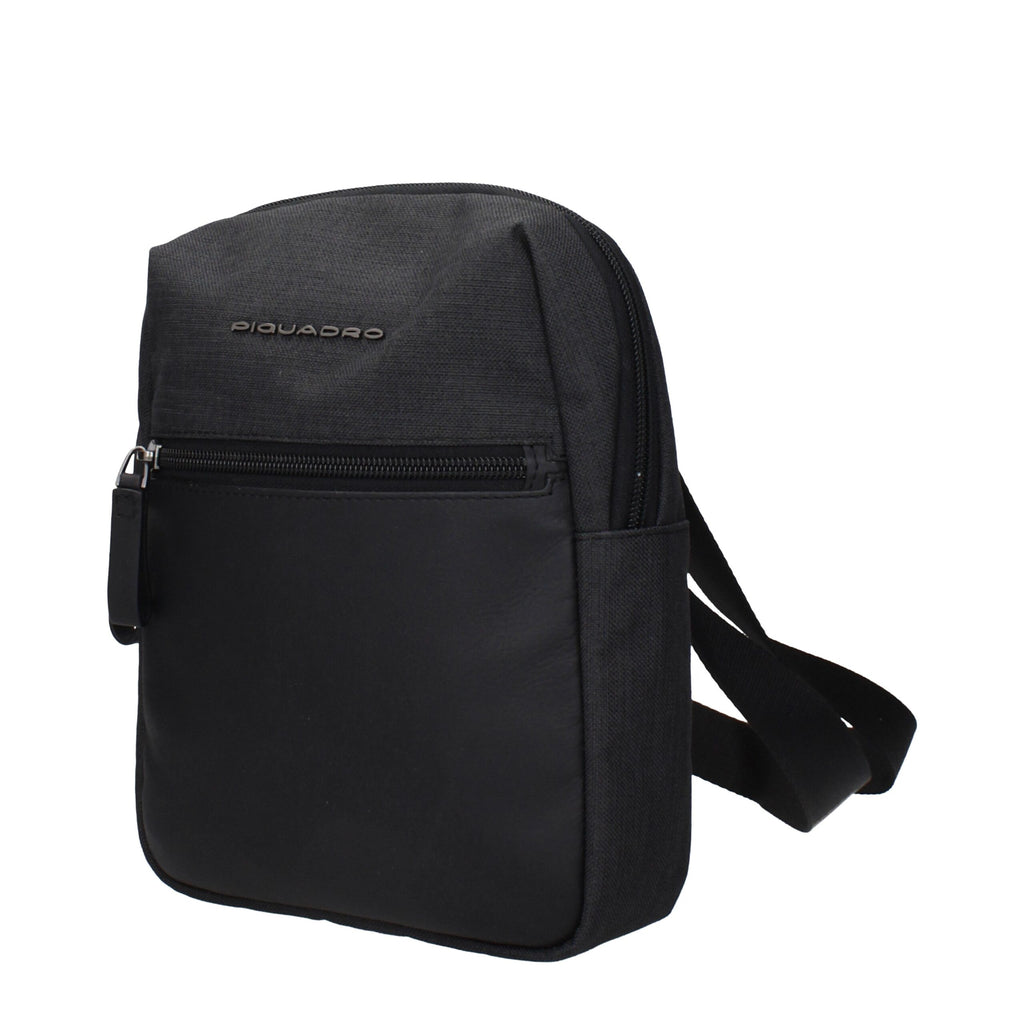Piquadro Black Fabric Crossbody Bag
