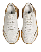 Dolce & Gabbana White Gold DAYMASTER Leather Sneakers Womens Shoes