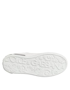 Dolce & Gabbana White Purple Leather Low Top Sneakers Shoes