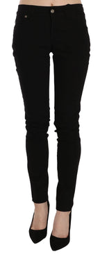 John Galliano Black Mid Waist Slim Fit Skinny Denim Casual Pants Jeans
