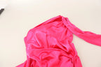 Dolce & Gabbana Pink Sheath Silk Bow Open Shoulder Dress