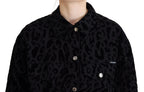 Dolce & Gabbana Cotton Black Leopard Long Sleeve Denim Jacket