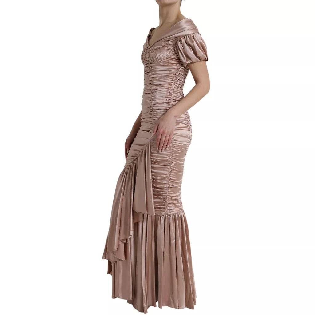 Dolce & Gabbana Pink Silk Stretch Sheath Mermaid Gown Dress