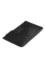 Dolce & Gabbana Black Leather Chain Link Mens Coin Purse Key Clip Holder Wallet