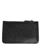 Dolce & Gabbana Black Leather Chain Link Mens Coin Purse Key Clip Holder Wallet
