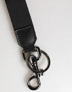 Dolce & Gabbana Black Red Logo Polyester Brass Holder Keychain Keyring