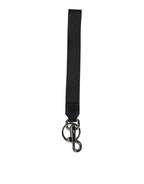 Dolce & Gabbana Black Red Logo Polyester Brass Holder Keychain Keyring