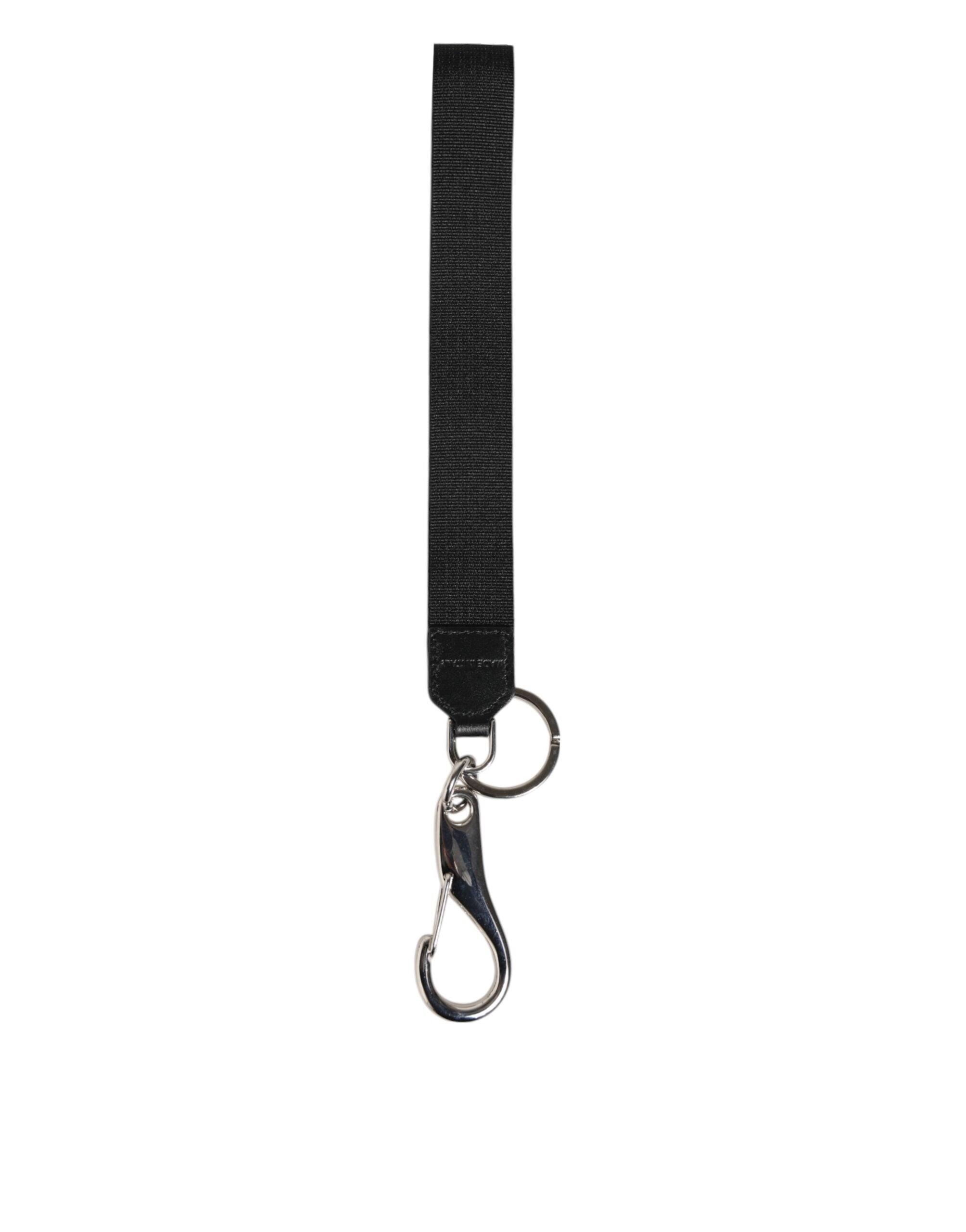 Dolce & Gabbana Black Burgundy Nylon DG Logo Crown Holder Keychain Keyring