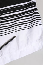 Dolce & Gabbana Black White Striped DG Logo Men Short  Swimwear