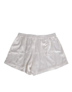 Dolce & Gabbana White Silk Satin Elastic Men Boxer Short Swimwear