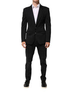 Dolce & Gabbana Dark Blue Cotton Men Jacket Coat Blazer Suit
