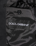 Dolce & Gabbana Dark Blue Cotton Men Jacket Coat Blazer Suit