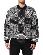 Dolce & Gabbana Black White Bandana Print Bomber Jacket