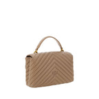 PINKO Brown Calf Leather Bos Taurus Handbag