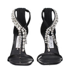 Jimmy Choo Black Leather Stiletto Heel Sandals