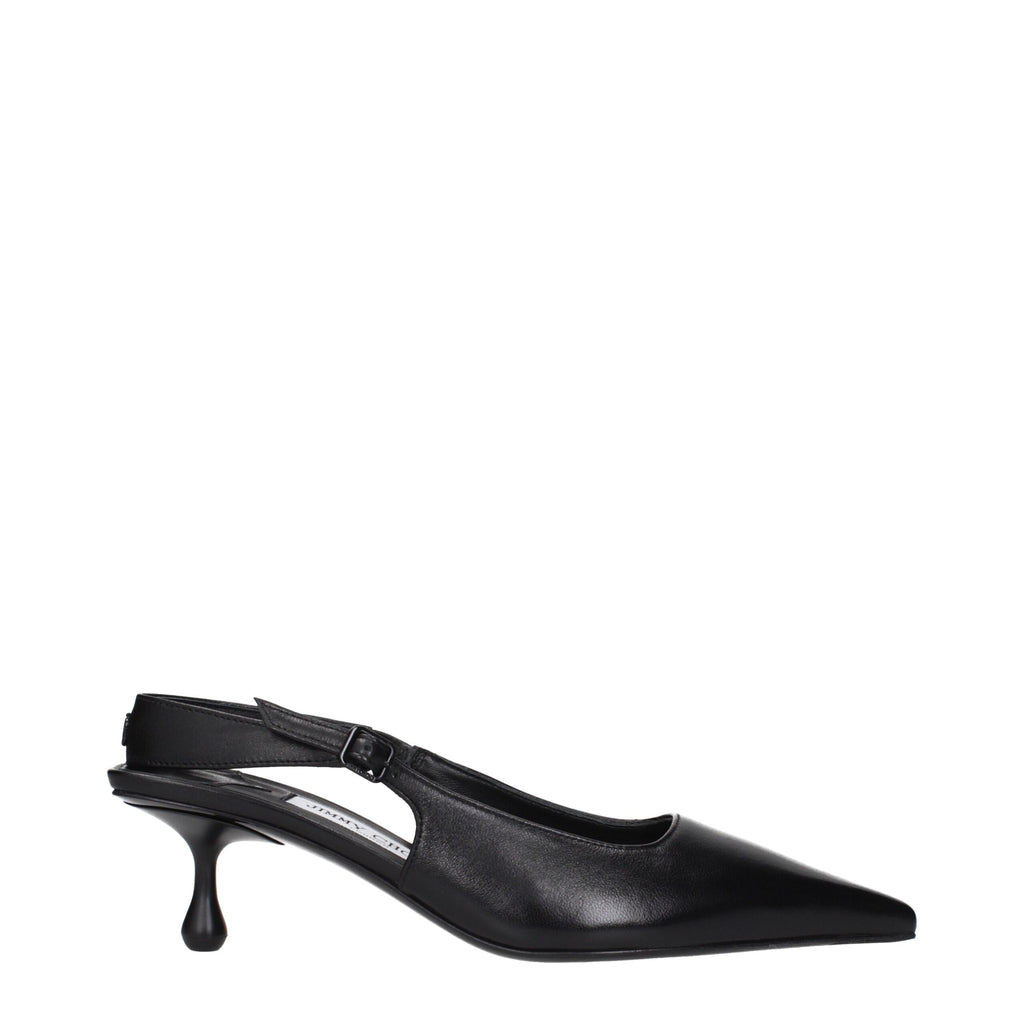 Jimmy Choo Black Leather Flat Sandals