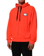 Dolce & Gabbana Red Fluorescent Polyester Logo Patch Hoodie Sweater