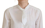 Dolce & Gabbana White Cotton Collared Long Sleeves Formal Top