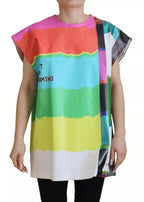 Dolce & Gabbana Multicolor Print Blouse Cotton Tank TV Print T-shirt