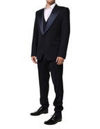 Dolce & Gabbana Black 3 Piece Wool Silk Blend Suit SICILIA