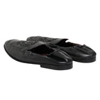 Dolce & Gabbana Black Leather Slip On Men Flat Loafers Shoes