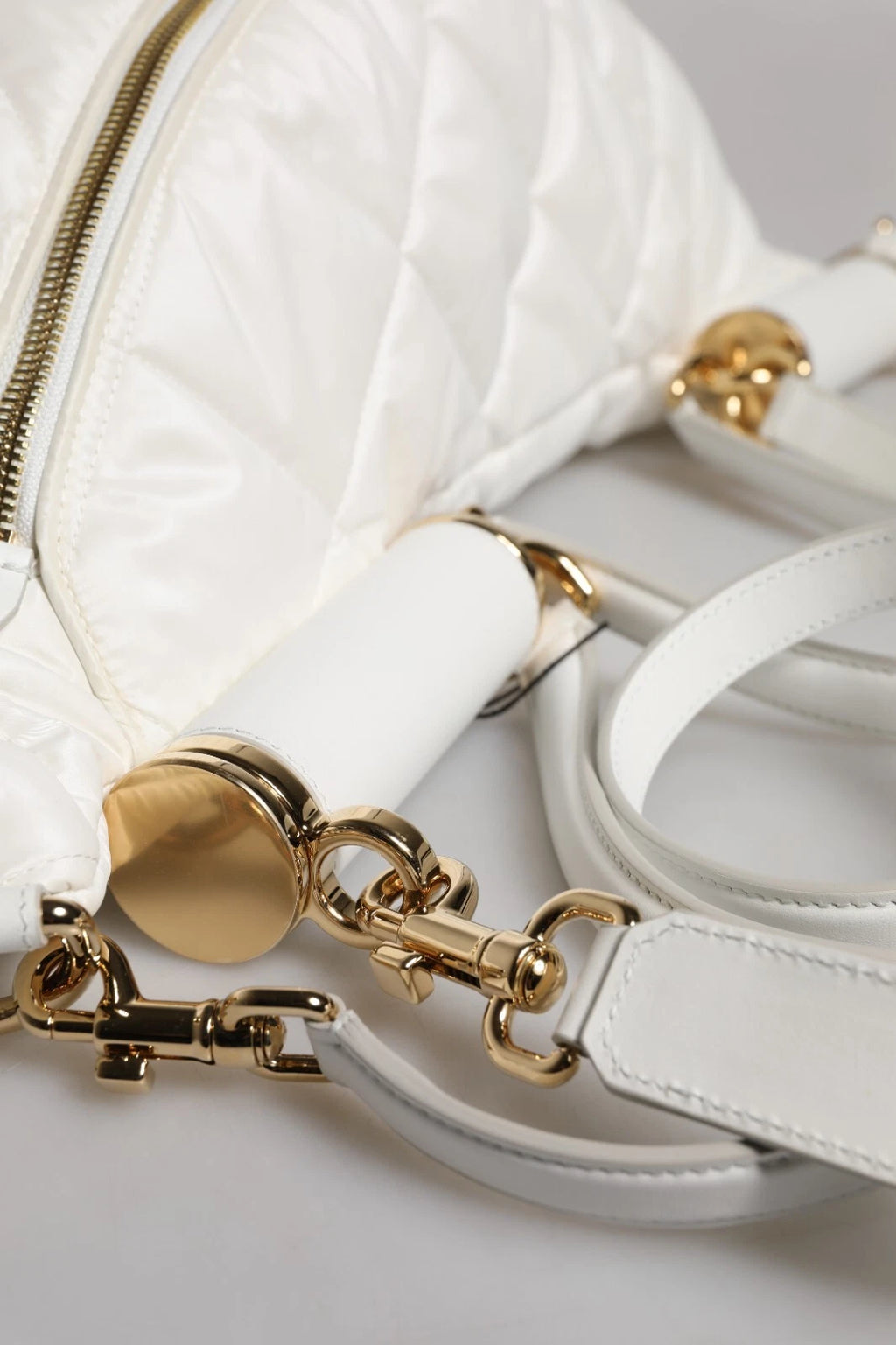 Dolce & Gabbana White Quilted Logo 90's Sicily Belt Waist Fanny Pack Bag