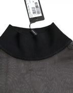 Dolce & Gabbana Black Mesh Turtleneck Sheer Blouse Top