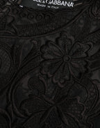 Dolce & Gabbana Black Silk Lace Trim Long Sleeves Blouse Top