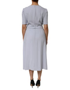 Dolce & Gabbana Light Blue Viscose Blend Floral Applique Dress