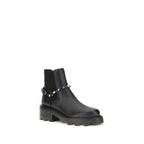 Valentino Garavani Black Calf Leather Bos Taurus Ankle Boots