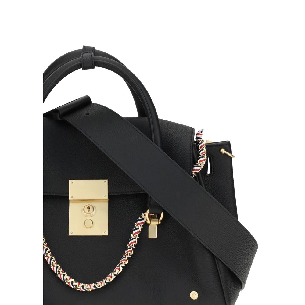 Thom Browne Black Calf Leather Bos Taurus Handbag