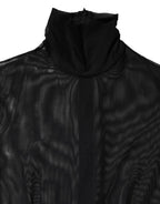 Dolce & Gabbana Black Sheer Mesh Long Sleeve Jumpsuit Bodysuit Dress