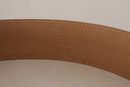 Costume National Brown Leather Gold Metal Oval Buckle Belt